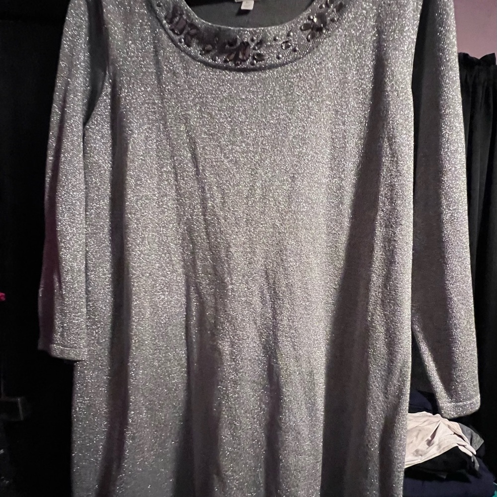 Elegant Silver Women's Top